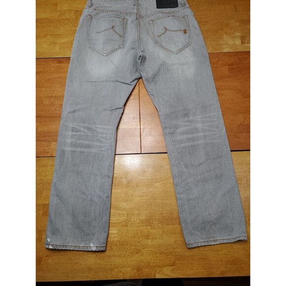 Rocawear Jeans Men 38x33 Baggy Loose Fit Gray Wash Denim Hip Hop Y2K Distressed - Picture 10 of 16